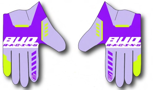 BUD SX LITE Gloves PADDOCK Purple / Fluorescent Yellow
